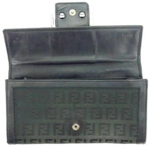 Authentic Fendi Wallet Purse Long Wallet Zucchino Black Black Woman - Picture 5 of 6